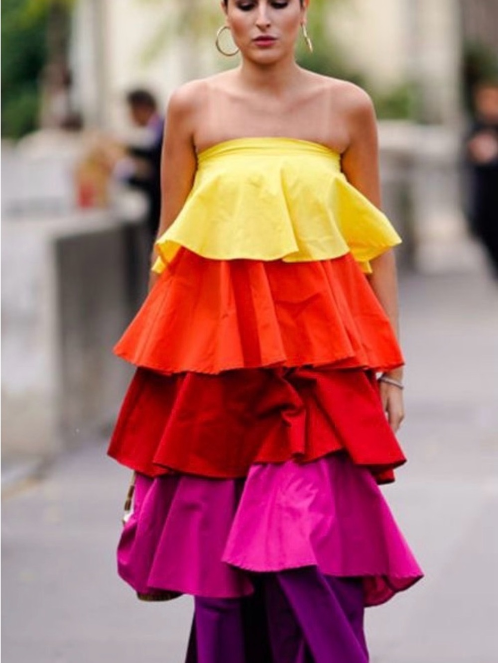 Women's Multi-Tier Ruffle Skirt — Vibrant Yellow, Orange, Red & Pink